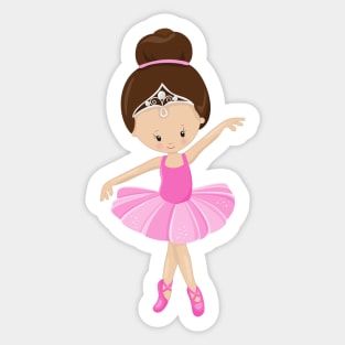 Ballerina, Ballet Girl, Ballet Dancer, Brown Hair Sticker